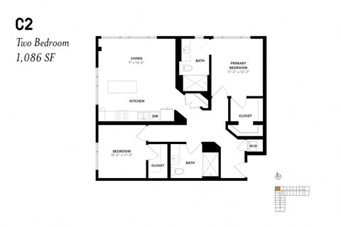 Two Bedroom C2 1086 SF - The Lark